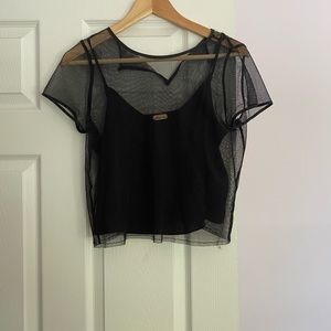 Hollister sheer crop top with tank top